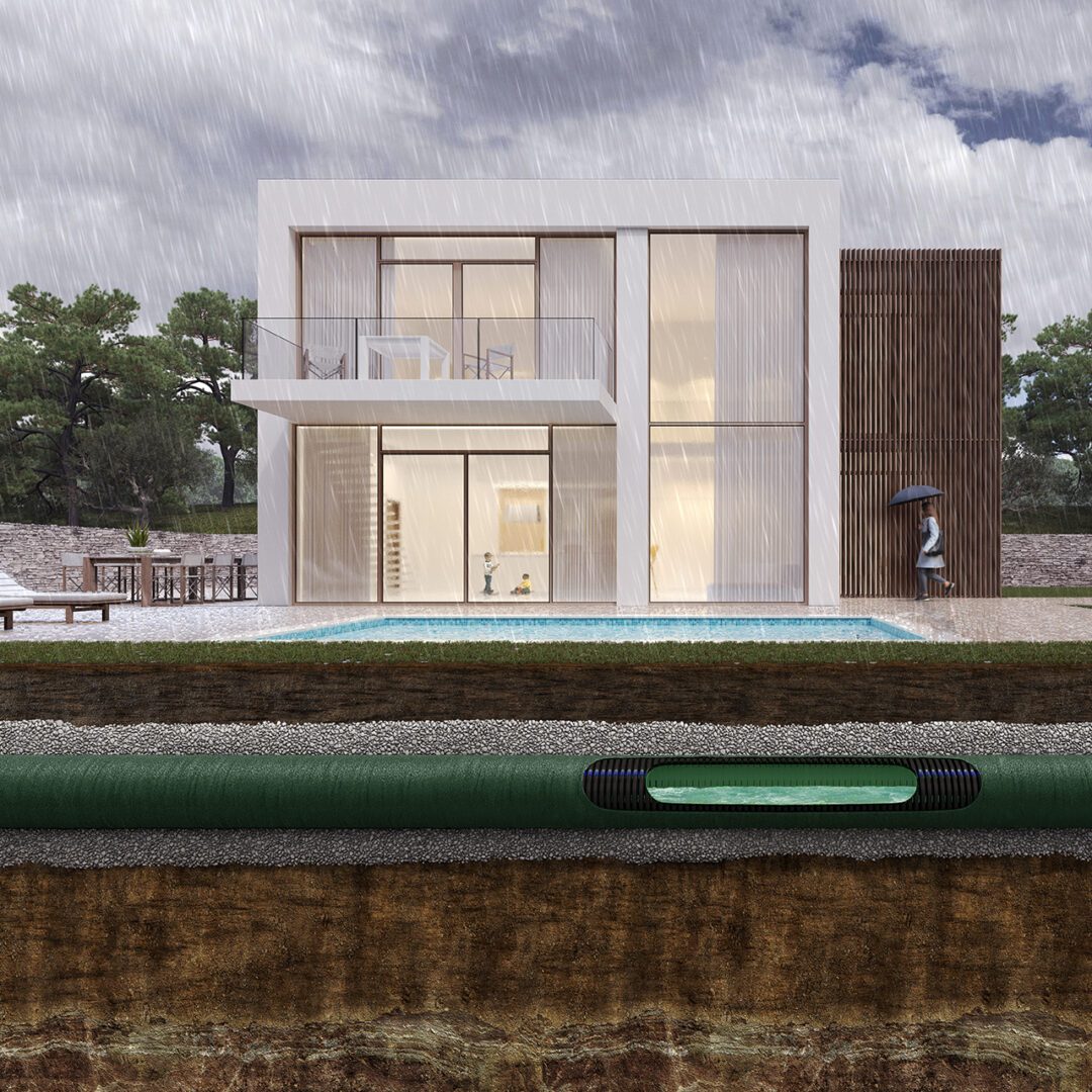Перфорирана твърда тръба GEODRAIN PLUS с двойна структурирана стена с геотекстил